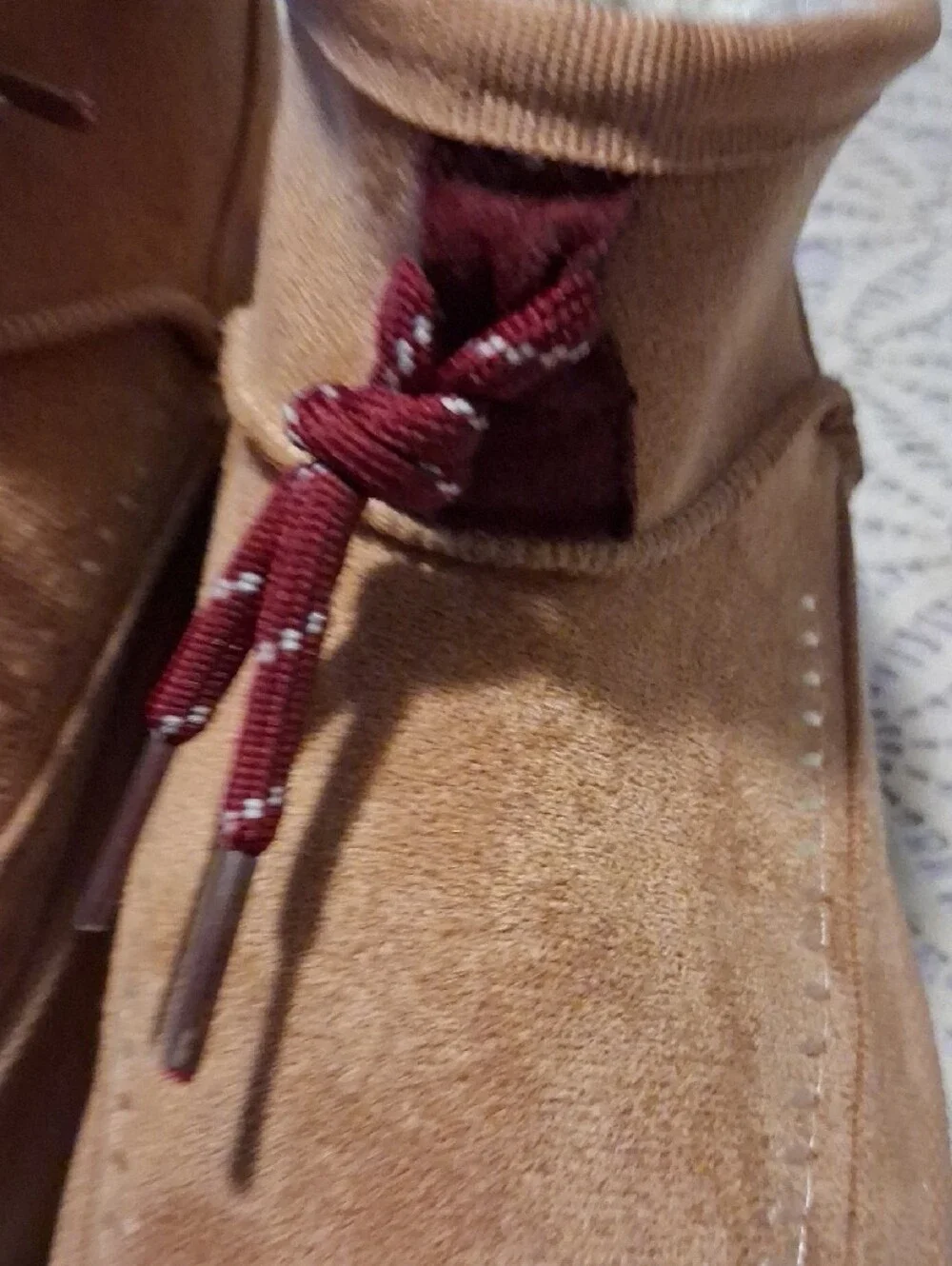 Mudd Kids Tan Suede Boots with Burgundy Laces